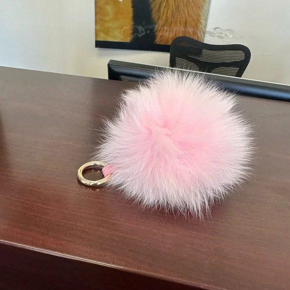Pink Fluffy Keychain Accessory - Picture 1 of 3